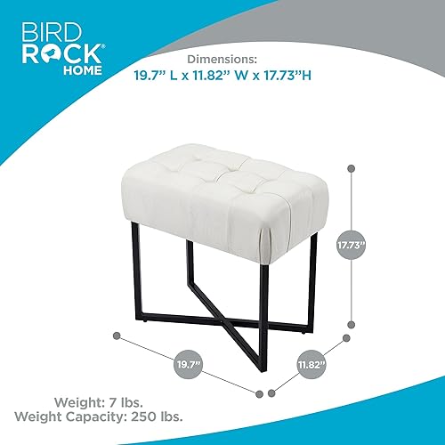 Miniatura 41 de BIRDROCK HOME Taburete rectangular copetudo con cojín acolchado suave, silla de tocador versátil para dormitorio, sala de estar, baño, asiento
