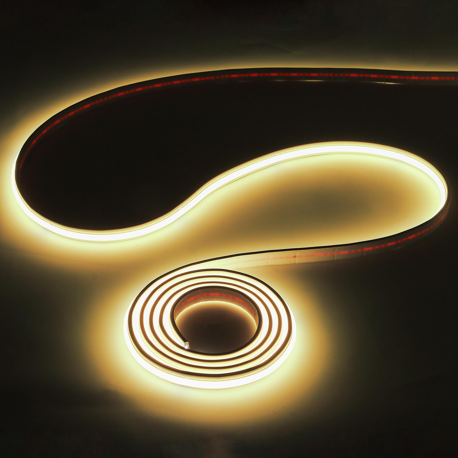 pcning COB LED Lichtband Selbstklebend 220V 230V Direktanschluss 10M Warmweiss Sehr Hell fur Aussen, 10 Meters Waterproof IP67 LED Strip Lights with EU Plug (Warmweiß, 10M)