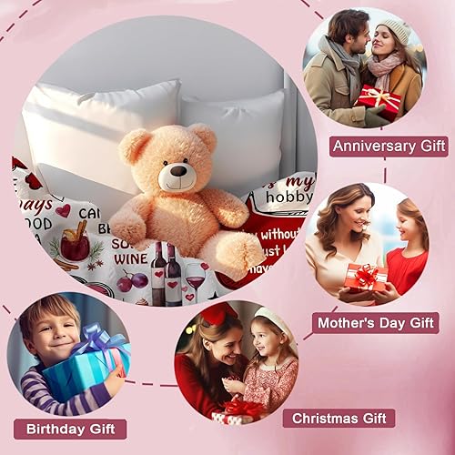 Miniatura 5 de Manta de vino tinto para niñas y mujeres, manta de uva, regalo divertido para amantes del vino tinto, 50 x 40 pulgadas