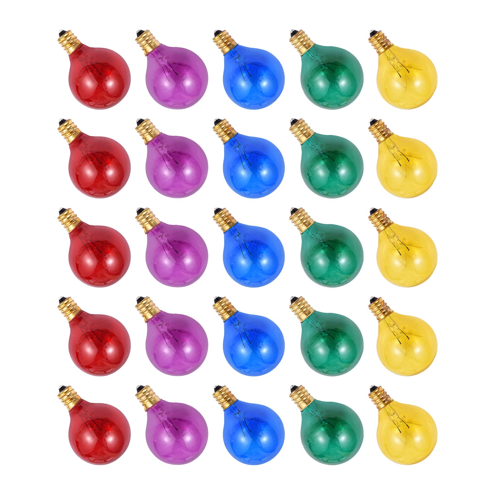 SUNNEEN Bulb 25PCS G40 Tungsten Light Bulb Replacement 5 Colors 7W 220V Globe Bulb E12 Base Light Bulbs for Patio Home Wedding Party Decoration