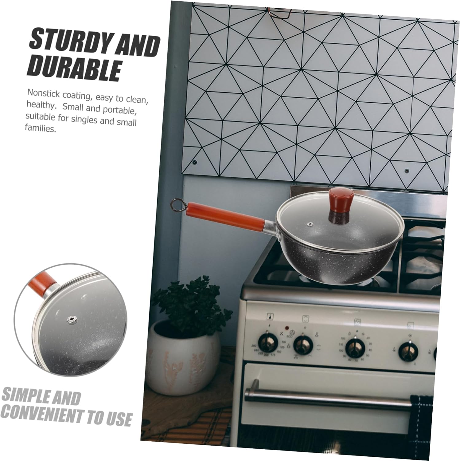 Cabilock Melting Pot Metal Pot with Lid Nonstick Small for Home Baking and Cooking for Butter Melting and Daily Use
