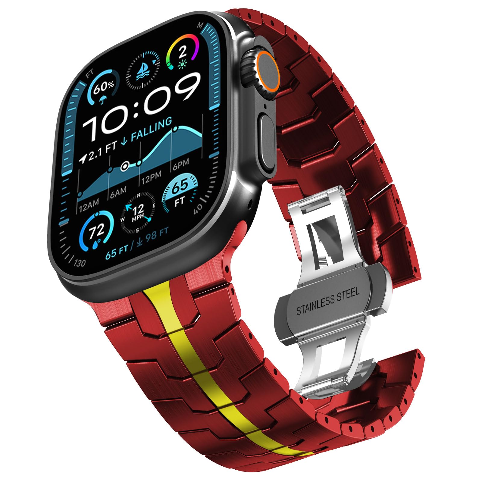 CHANCHY Stainless Steel Band for Apple Watch Band Apple Watch Ultra 3/2/1 Band 49mm, Series 11/10 46mm, 9/8/7 45mm, SE3/SE2/SE 6/5/4 44mm, 3/2/1 42mm,