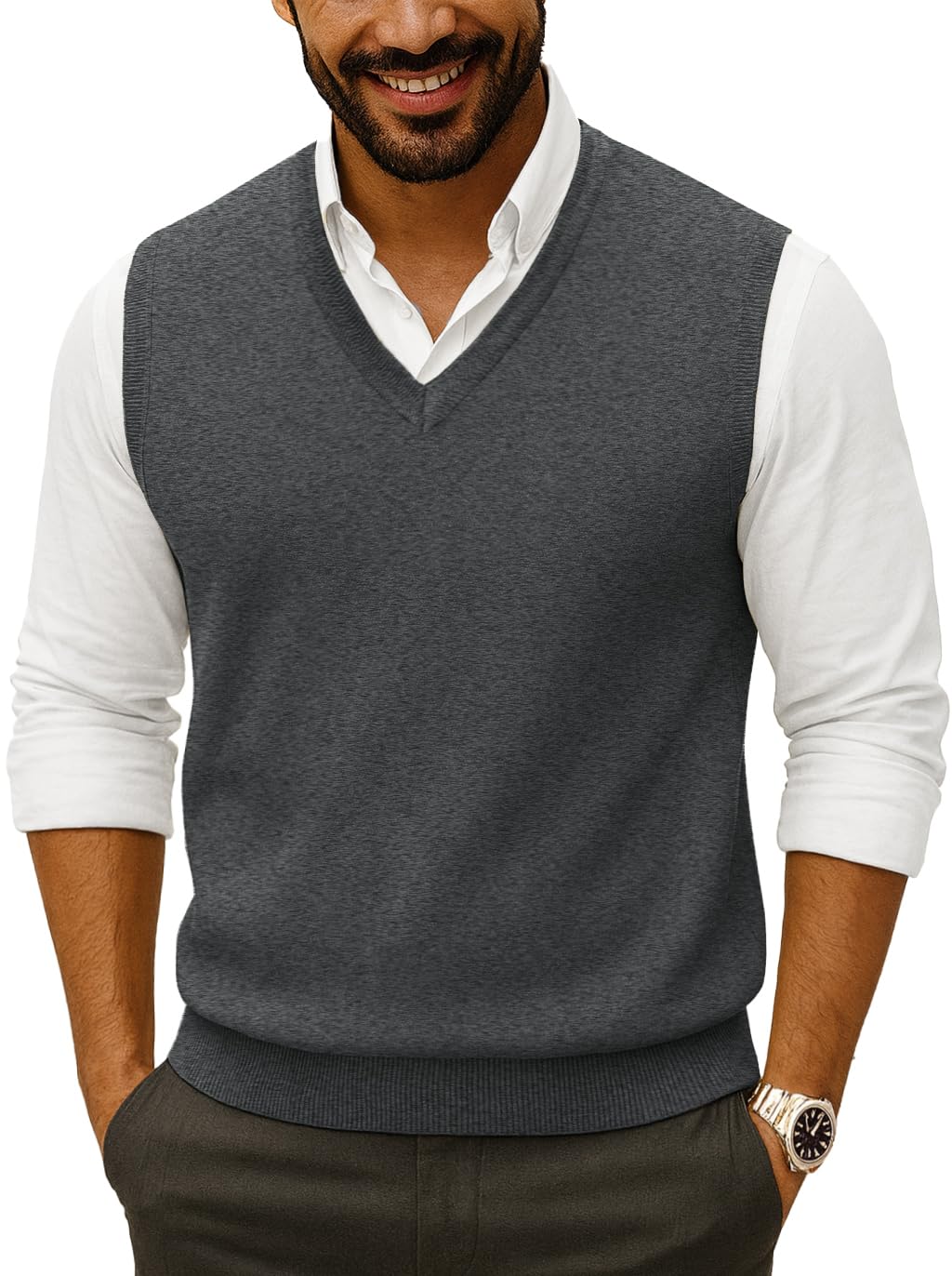 moda viva Mens V Neck Sweater Vest, Fall Pullover Sweater Vests, Lightweight Sleeveless Knit Vest-picture-26