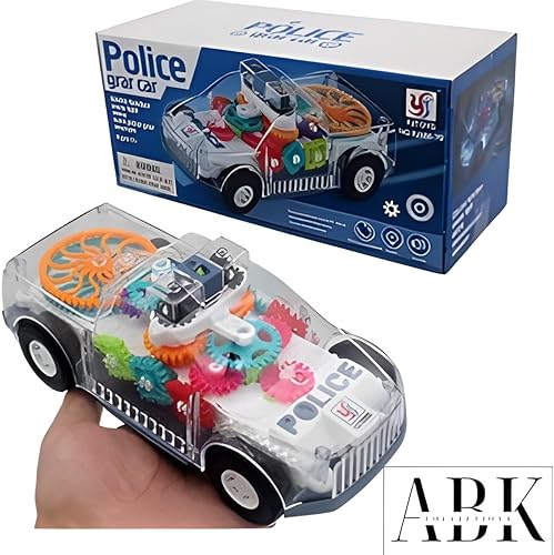 Miniatura 3 de ABK - Coche de juguete transparente, con sistema de engranajes móviles de colores visibles, luz y sonido transparente, luz y sonido, efectos de luz