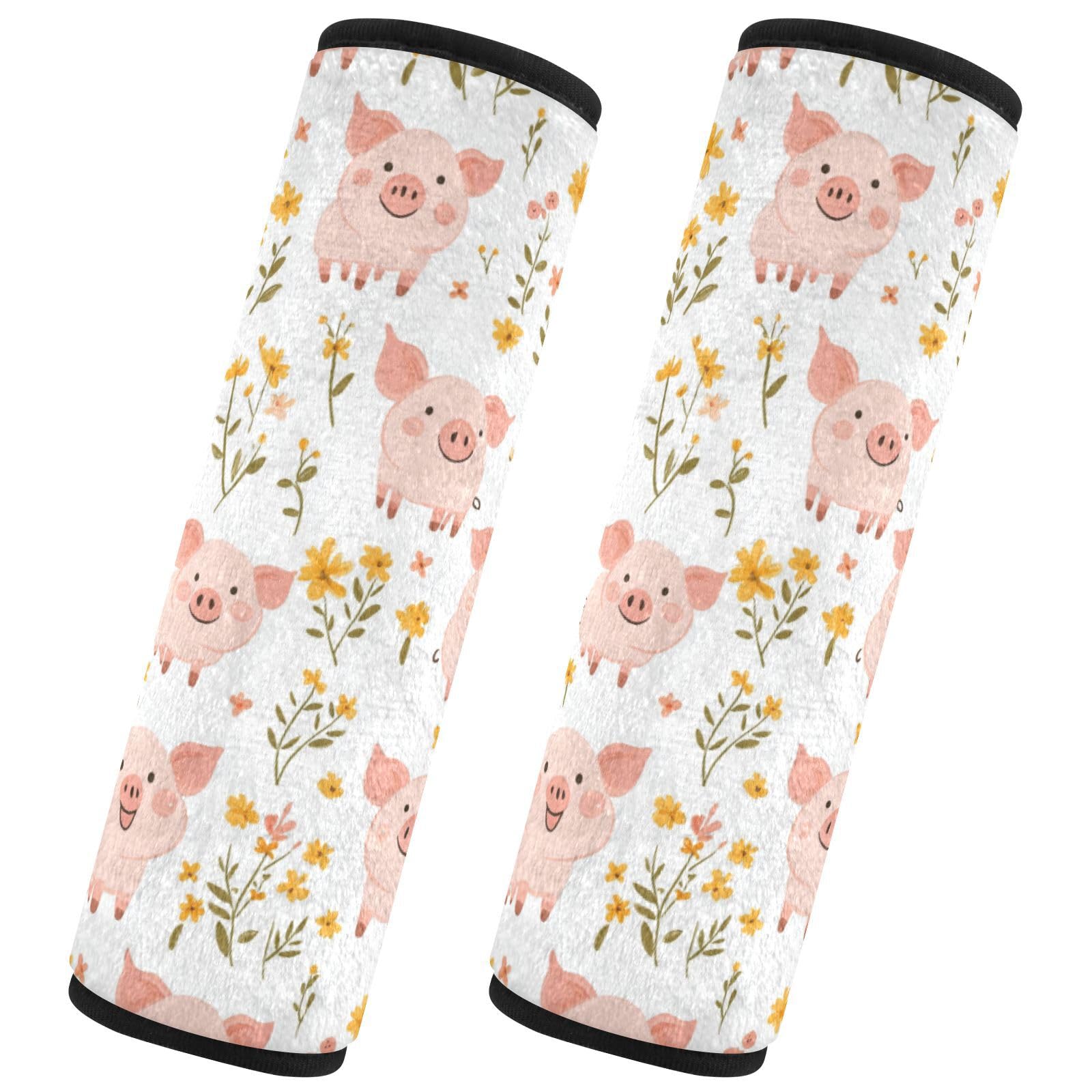 Seat Belt Covers 2 Pack Pink Pig Car Seat Strap Covers Super Soft Cute Car Seat Neck Cover for Boys Girls Adults Babies M