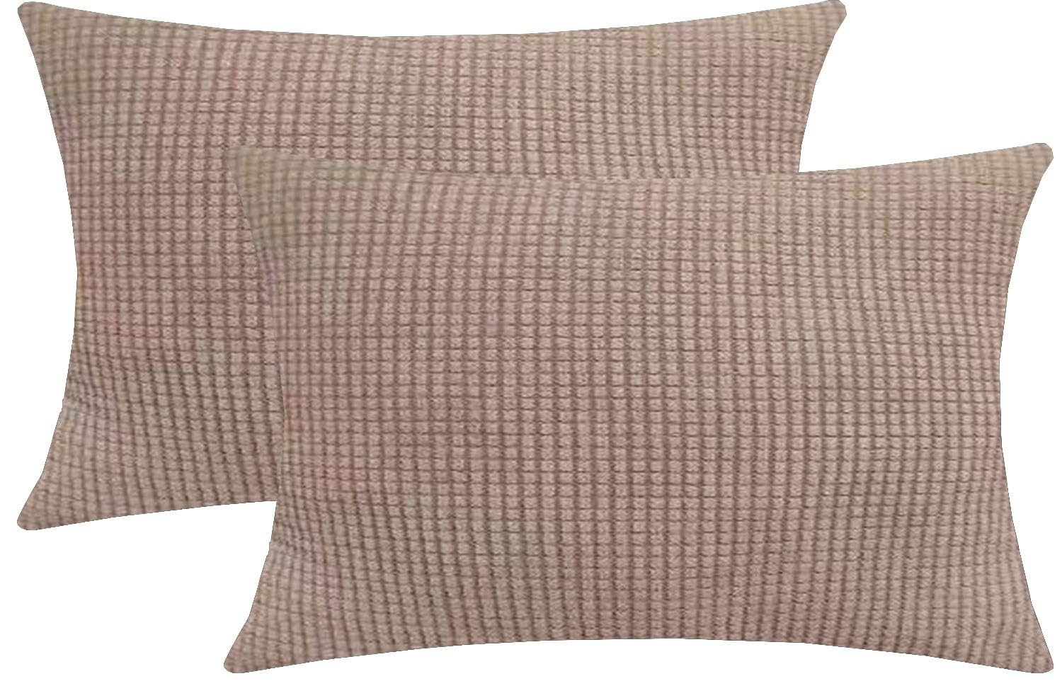 ELYSYSRL Cushion Covers Pack of 2 Large Decorative Square Throw Pillow Case Green/Brown/Grey/Blue for Sofa Living Room Couch,Rectangle Pillowcase Covers with Invisible Zipper(Khaki,60x90cm(Set of 2))