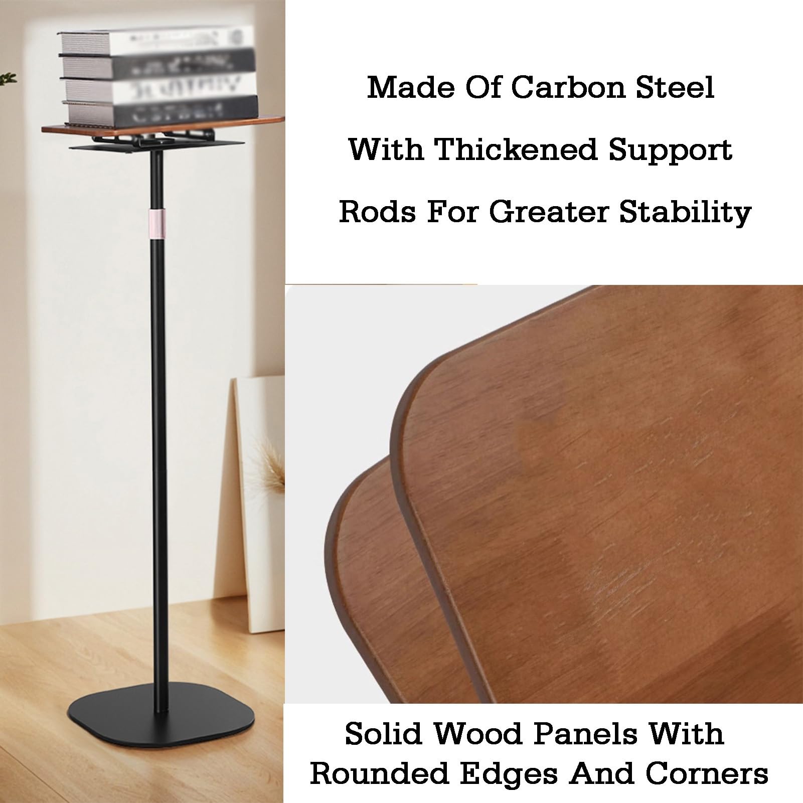Genérico Soporte de Madera Ajustable para partituras con Clip, Atril Manos Libres para el hogar, la Oficina, la Escuela y conferencias - Blanco Elegante, Apto para Hojas de 51 a 119 cm.