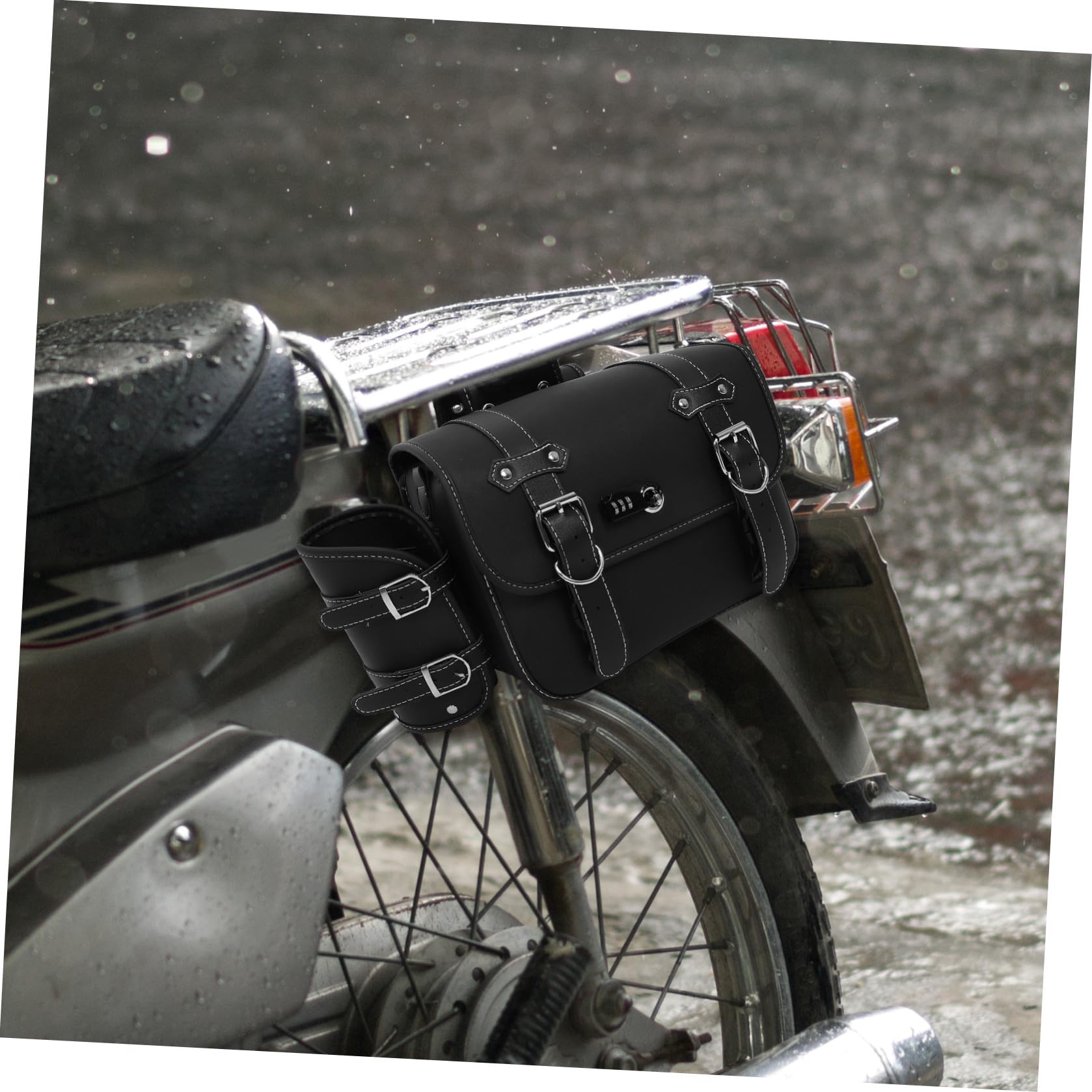 Hemobllo Motorcycle Side Pouch Leather Saddlebag Set Hanging Bags for Motorbike Storage And Travel Accessories