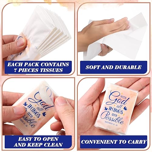 Miniatura 4 de Karenhi Paquetes de pañuelos cristianos para bolsos, paquetes de pañuelos de boda para invitados, versículos de la Biblia, paquetes de pañuelos de