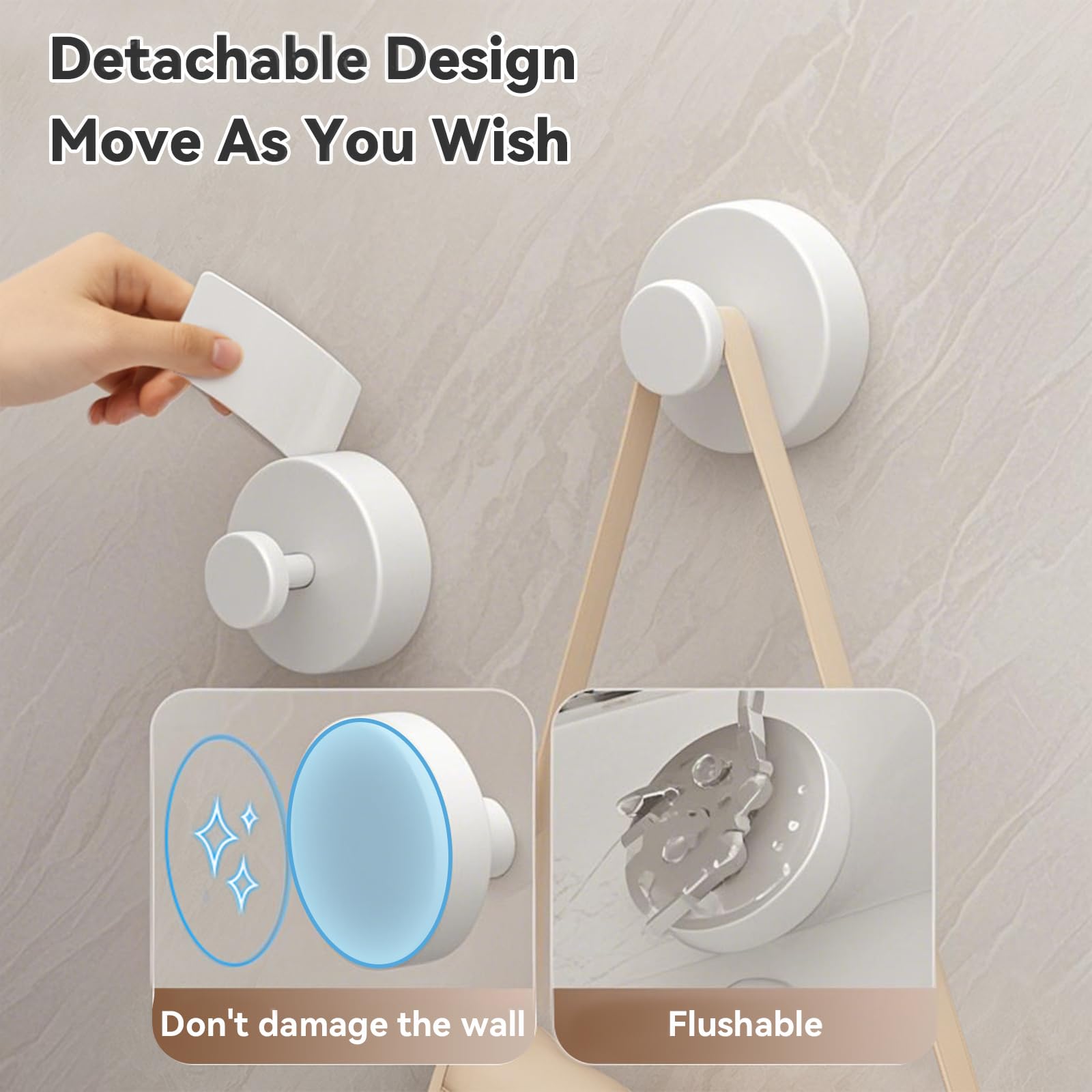 ZhouWei 2 Piezas Ganchos Ventosa, Percha de Pared Sin Taladrar Máx 3 kg Acero Inoxidable Suction Cup Hooks Reutilizables Toallero con Ventosa, para Cocina Baño Pared Azulejos Vidrio (Blanco)