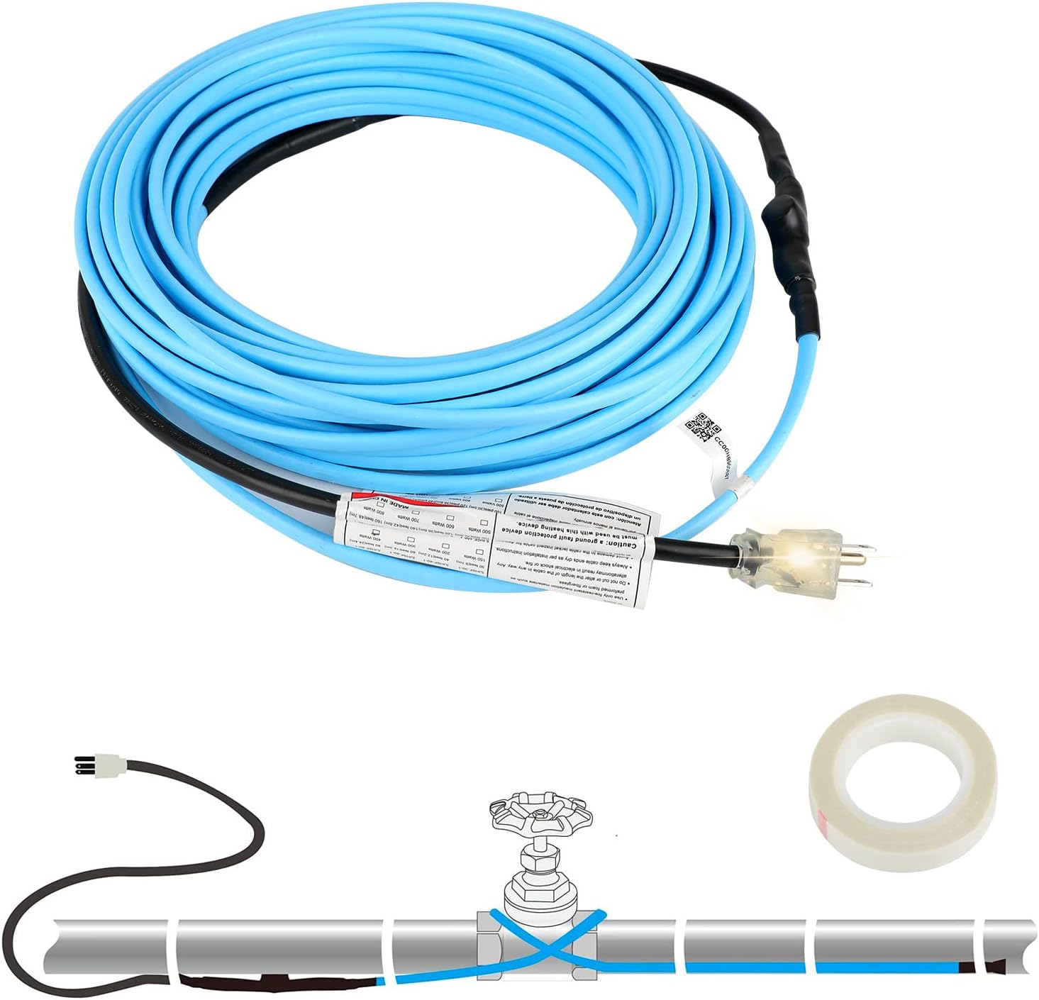 HEATIT 120V SelfRegulating Preassembled Water Pipe Heat Cable for