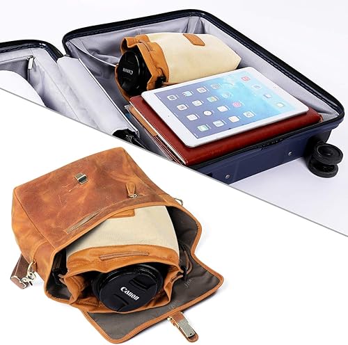 Miniatura 5 de S-ZONE Bolsa suave para cámara DSLR, bolsa de inserción con cordón, funda de lente compatible con Canon Nikon Sony