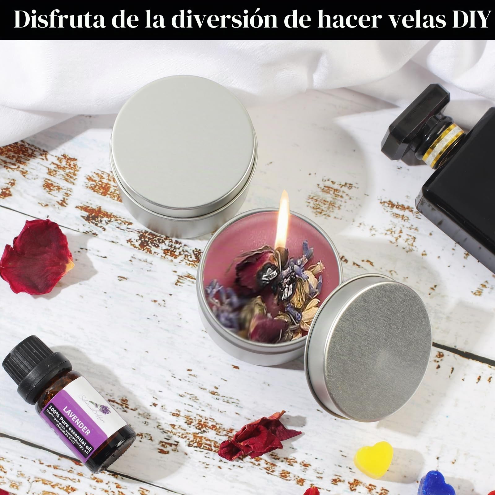 TEPENAR Kit de fabricación de velas DIY – Juego de velas perfumadas con cera de soja y abejas, latas de vela plata, soporte para mecha, cera de abejas, olla de fusión como regalo para adultos