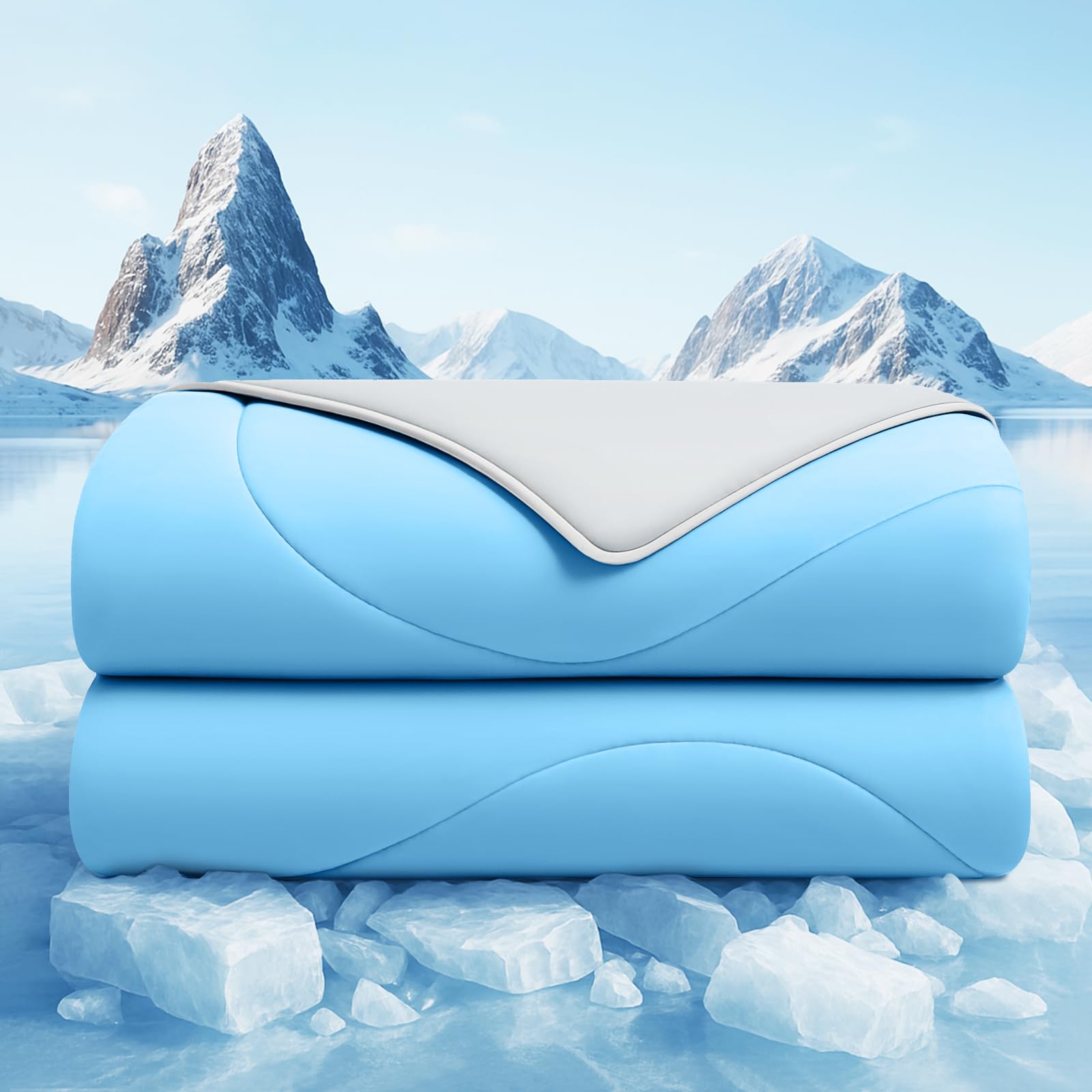 Cooling Comforter King Size, Cooling Blankets for Hot Sleepers and Night Sweats, Double Sided Cool Q-Max>0.45, Lightweight and Breathable Absorb Heat Soft Summer Ice Blanket 104