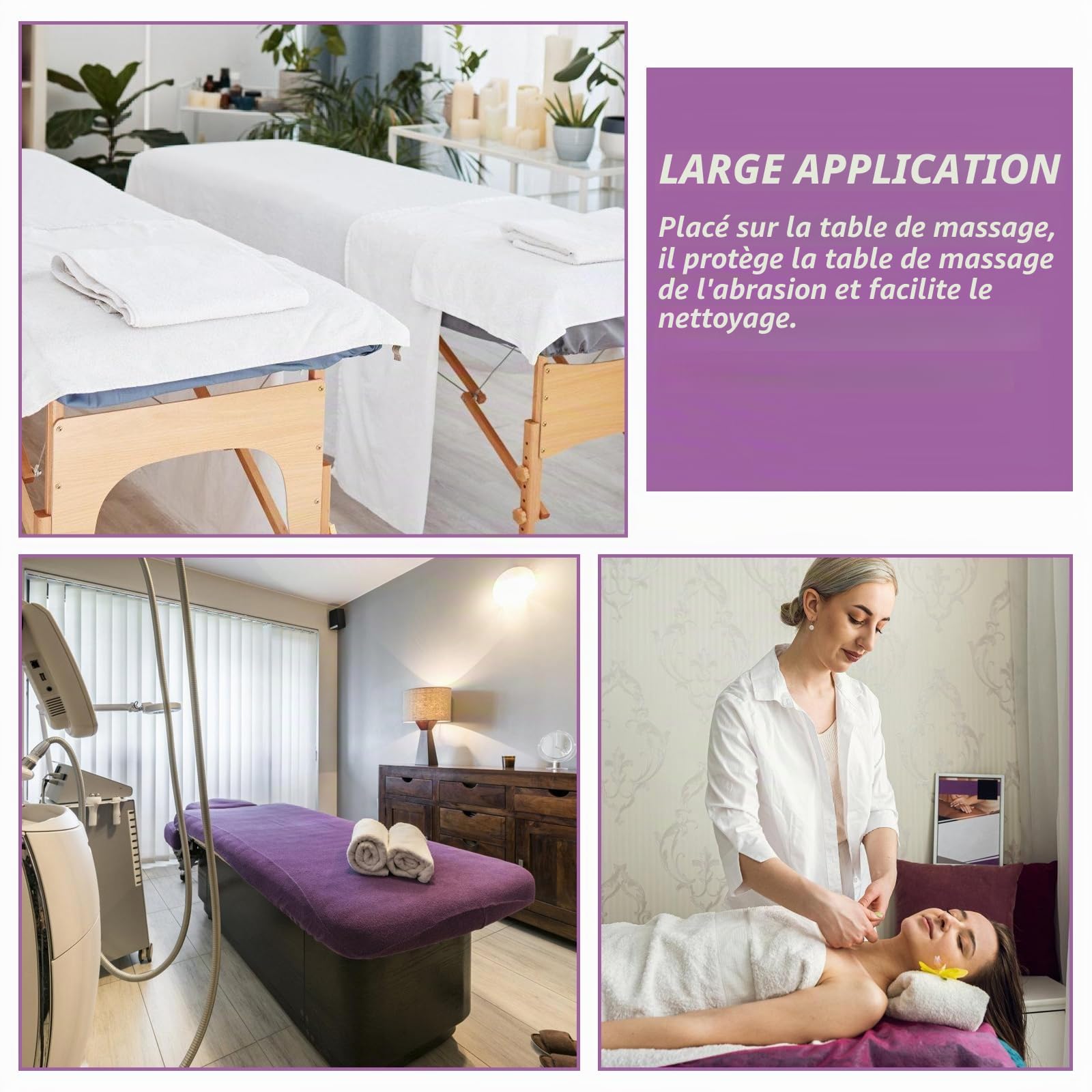 Lot de 3 lits de massage en microfibre, housse de couette pour le visage avec drap et drap-housse