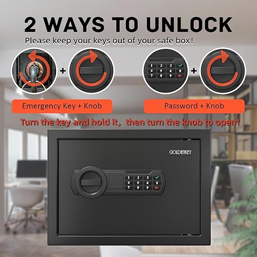 Miniatura 3 de Caja de seguridad  Anclaje de pared, caja de dinero, aleación de acero, caja de bloqueo de teclado digital segura ignífuga para el hogar, hotel,