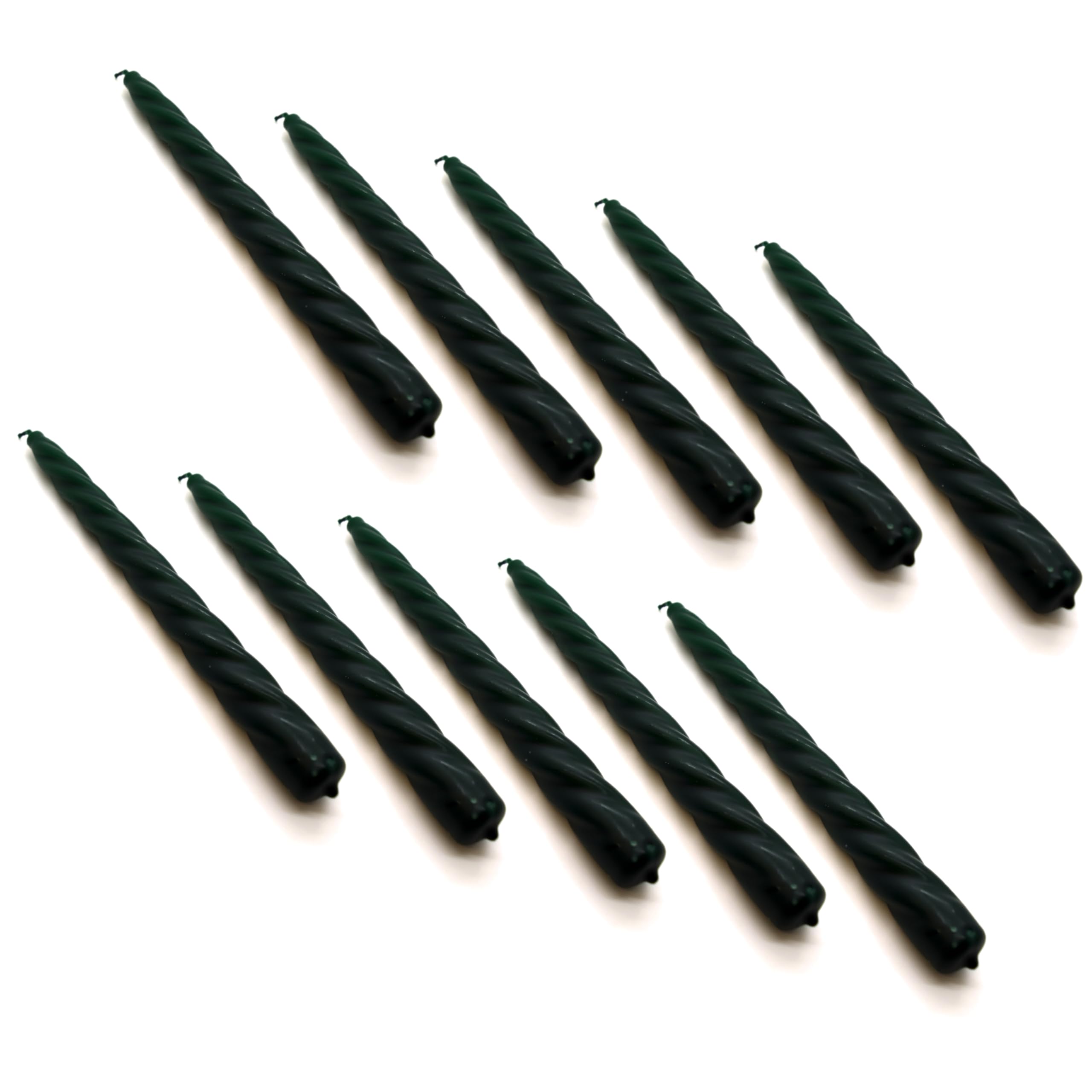 SolaDirect Tapered Dinner CandlesTable Spiral CandlesPack Of 10Decorative Household CandlesUp To 7 Hours23 Cm / 9" (Green) from B&Q