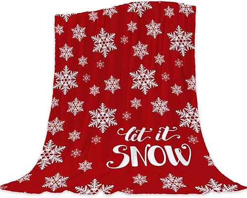 Neatee Living Manta decorativa de Navidad, tamaño individual, manta de invierno de Navidad con copos de nieve para sofá cama, manta suave y ligera