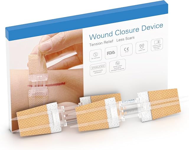 Zip Stitch Wound Closure Kit, Butterfly Bandages,Quick Clot for Easy Use, Surgical Quality,Emergency Laceration Closures Strips, Suture-Free Surgical Repairment, First Aid Wound Care (Yellow, 2)