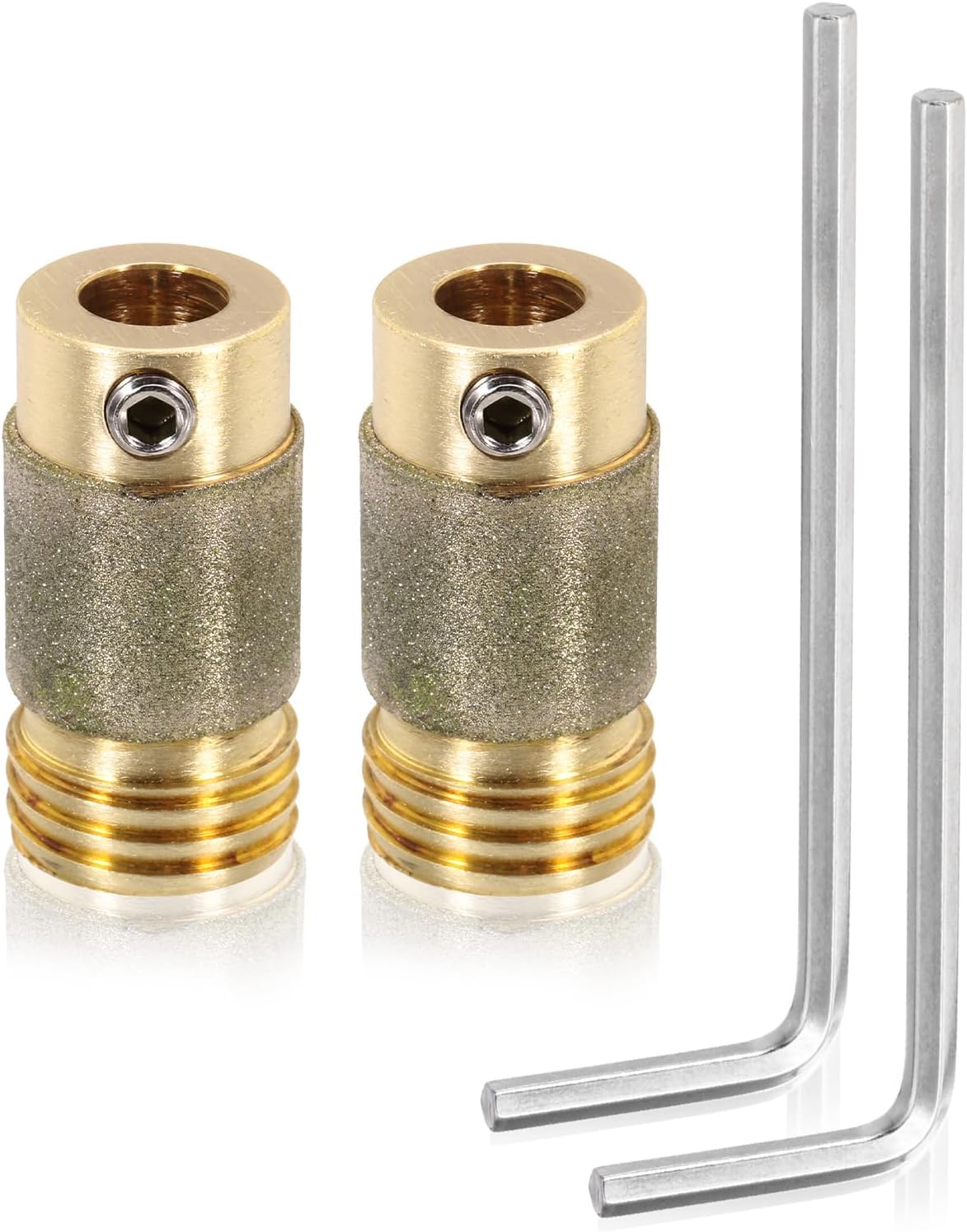 PATIKIL 1 Inch Diamond Grinder Bit Head Tools, 2 Pcs Combination Set Ceramic Stained Glass Grinding Wheel Abrasive Tool for Forming Drilling Hard Glass, Gold Tone MCBL1