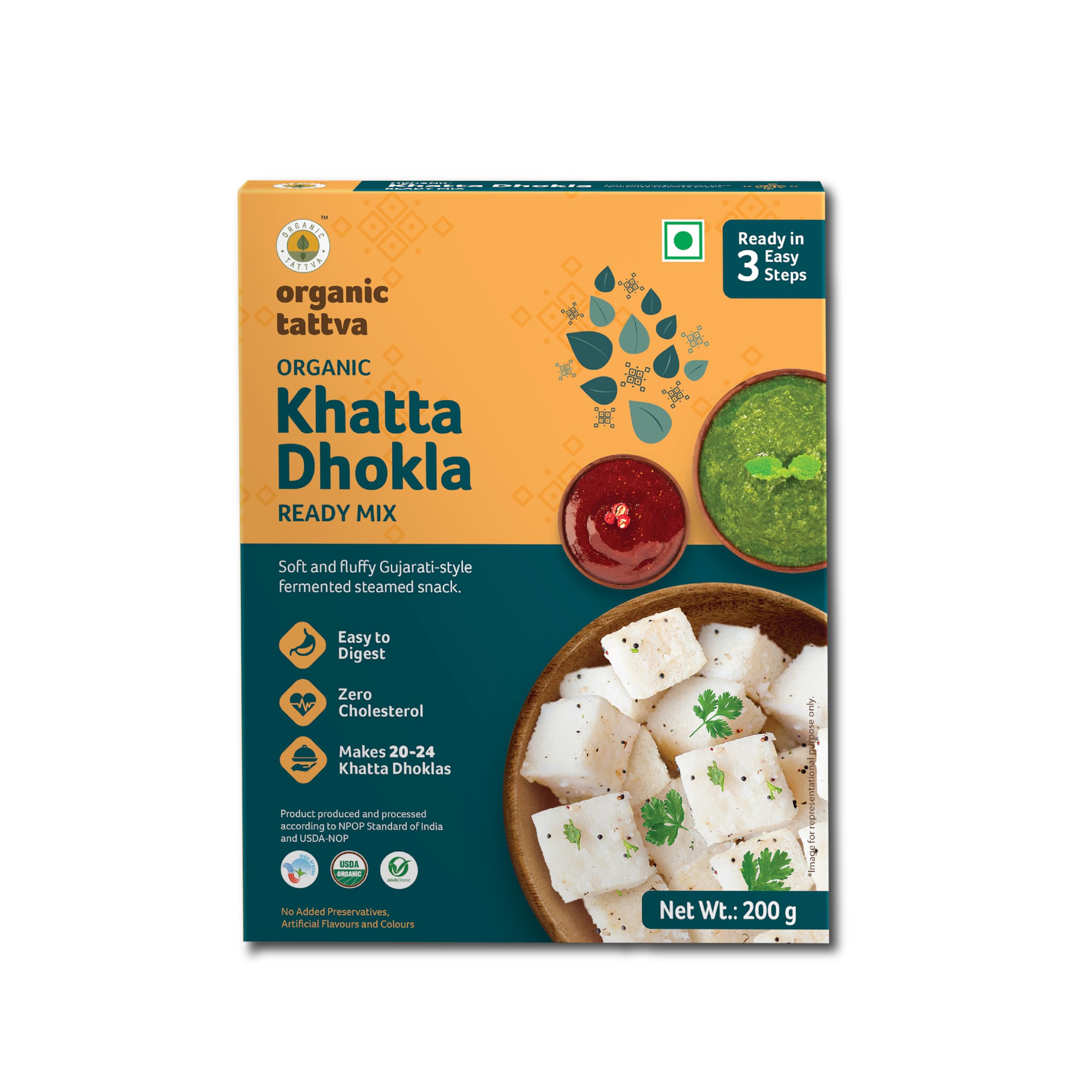 Organic Tattva, Organic Khatta Dhokla Instant Ready Mix 200 Gram | High in Protein, Zero Cholesterol | Make the Tastiest Khatta Dhokla, in Just 3 Easy Steps-picture-27