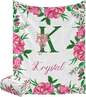 XOZOTY Pink Flower Floral Personalized Blanket Nursery Swaddling Blankets for Gilrs Boys Kids Newborns Baby Shower Pet Gift 30 x 40 Inch