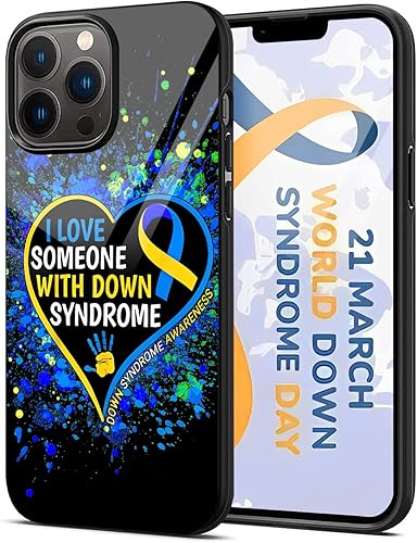 Funda de teléfono con texto en inglés "I Love Someone with Down Syndrome Down" para iPhone 16 16E 15 14 13 12 11 Pro Max S25 S24 S23 S22 S21 FE