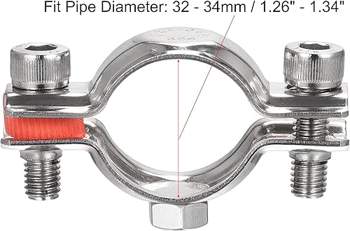 Miniatura 3 de uxcell Soportes de tubería de montaje en techo de pared, abrazadera de soporte de tubo ajustable de acero inoxidable 304 para tubo de 1.260-1.339