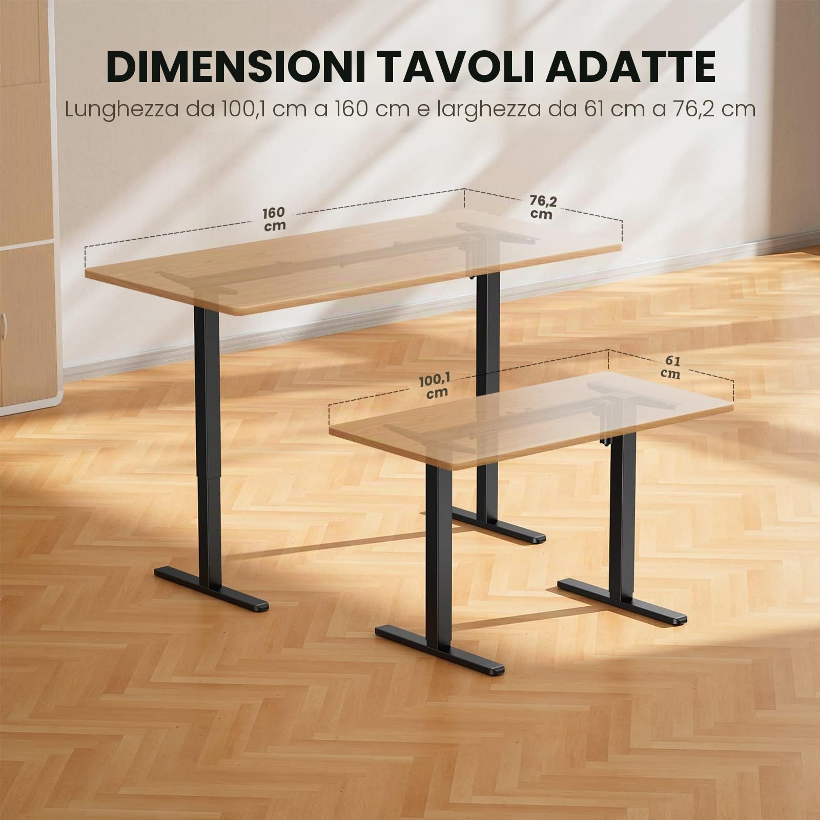 ErGear Gambe da scrivania elettriche, 4 impostazioni di altezza di memoria, altezza regolabile in altezza, gambe per tavolo fino a 120 cm, stazione di lavoro ergonomica con base convertitore, solo