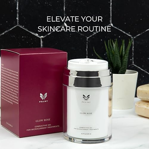 Miniatura 8 de Glow Rose - Gel conductor para microcorriente facial, ácido hialurónico, colágeno, vitamina C, microcorriente y radiofrecuencia, suero conductor de
