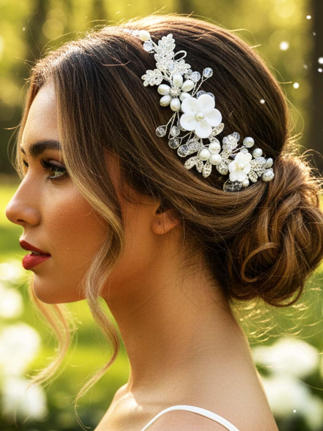 Catery Flower Wedding Hair Vine Rhinestones Bridal Headpieces Flower Girl Hair Accessory for Women (Silver)