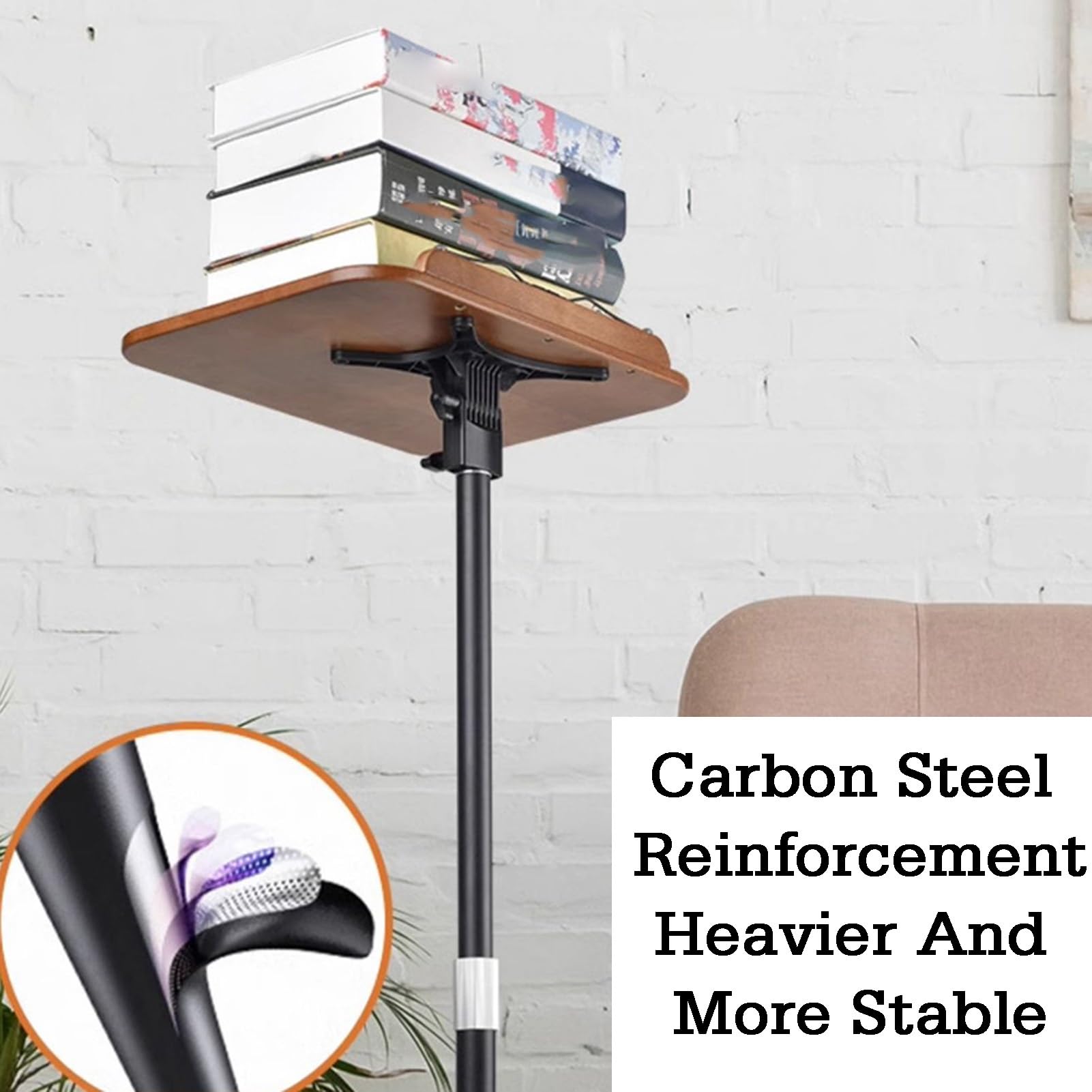 Generico Supporto Regolabile in Legno per Libri, Musica e Ricette - Supporto per Laptop con fermapagine, Altezza 50-170 cm, Elegante Design Bianco