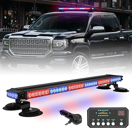 XRIDONSEN 28.4" 80 luces LED de policía en la parte superior del techo rojo azul barra de luz de policía luz estroboscópica de emergencia