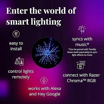 Twinkly Spritzer TWB200STP-WUS App-Controlled LED Lights Spritzer with 200 RGB (16 Million Colors) LEDs. 16 inches Diameter. White Wire. Indoor and Outdoor Smart Lighting Decoration