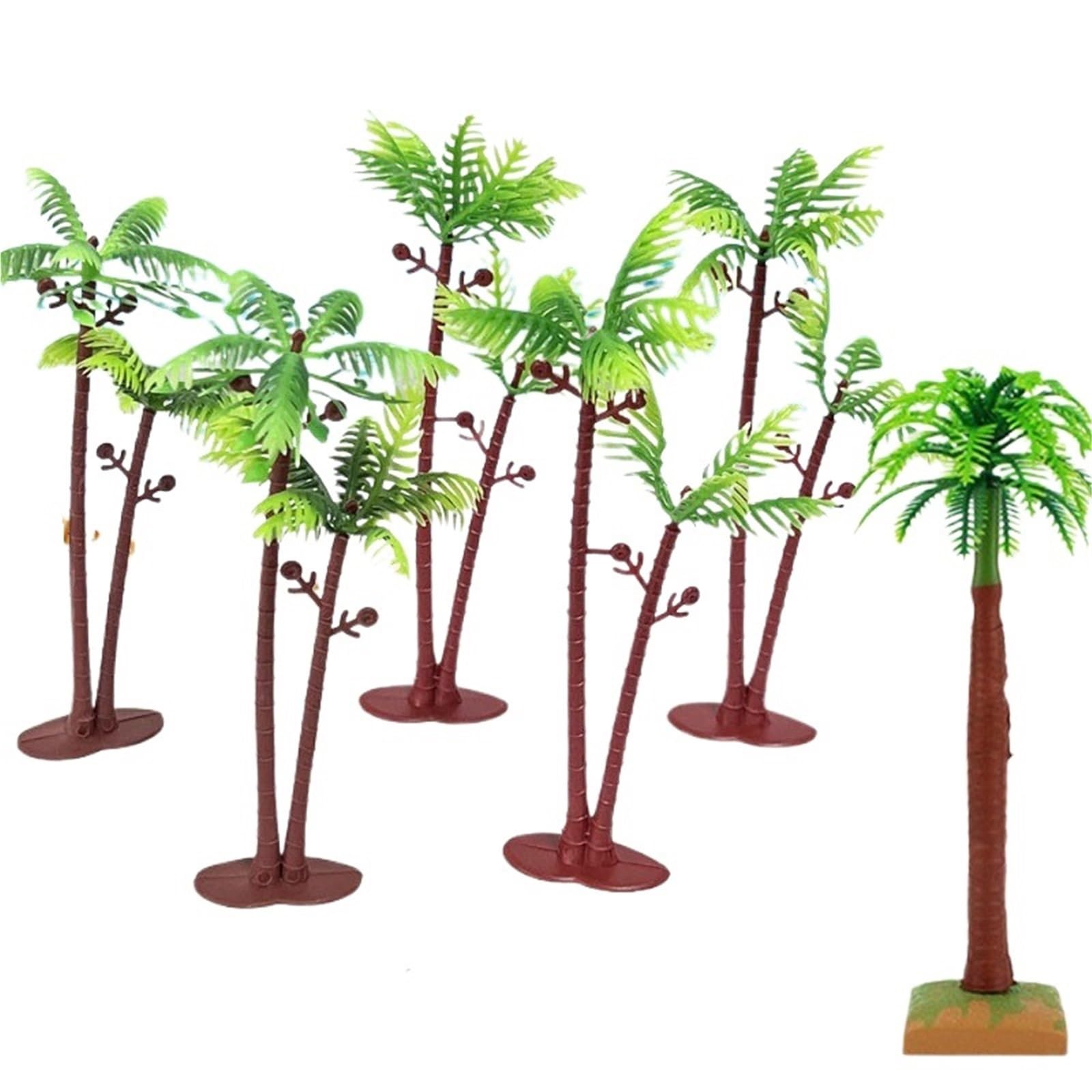 DUNSBY Model Trees Simulation Model Tropical Palm Coconut Tree，flowerpot Bonsai Craft DIY Decoration Train Track Layout(6pcs-A)