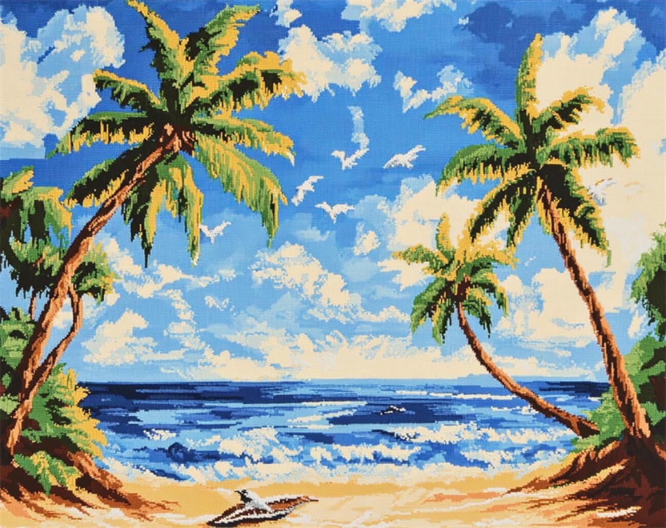Axiangzik C Diy Ross Stitch Kits Oconut Trees On The Beach 11Ct 80X100cm