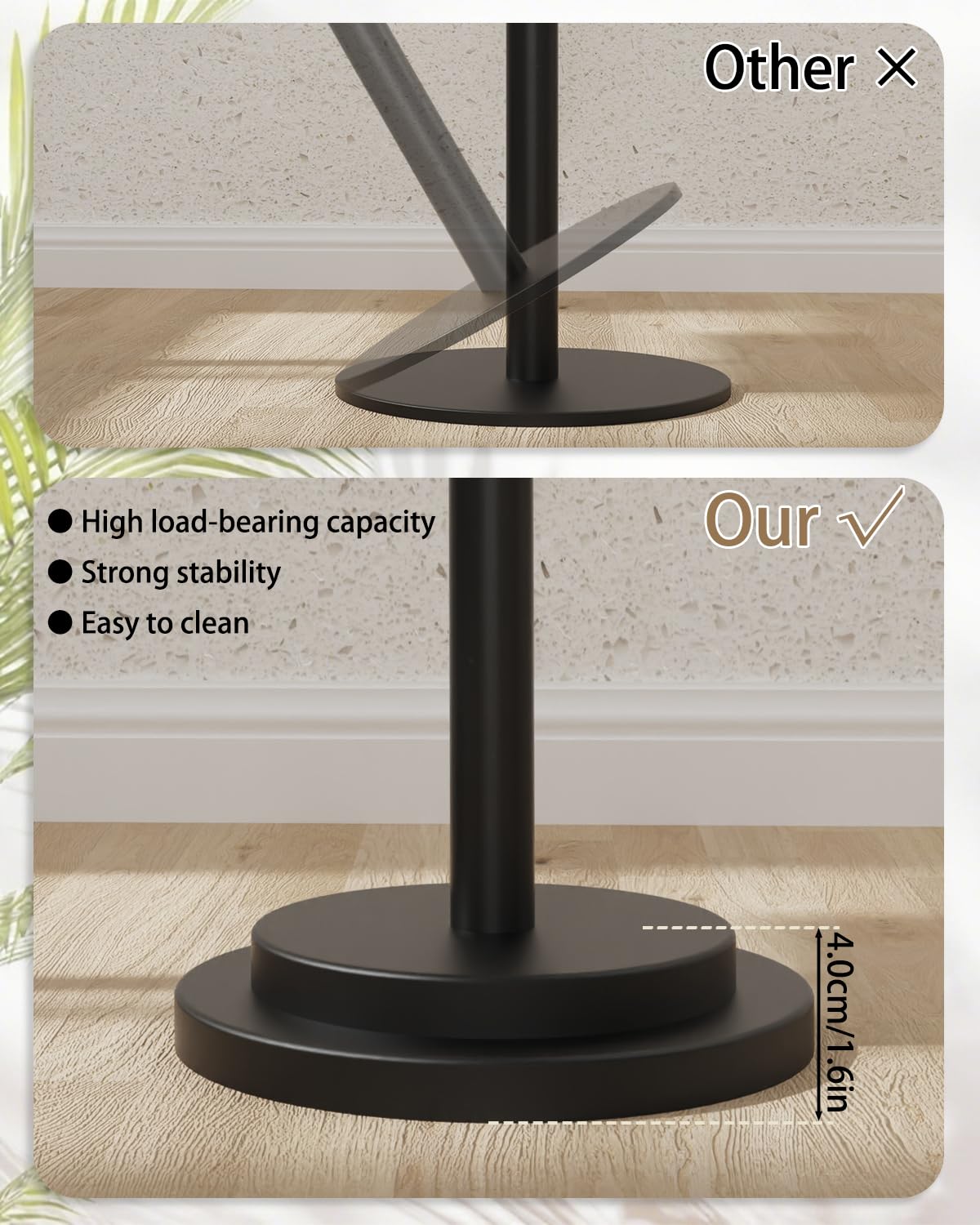 Tavolino Rotondo, Comodino Piccolo Regolabile, Set di 1, Nero | Tavolo da Salotto Pratico, Tavolino Porta Bevande Adatto per Soggiorno e Camera da Letto, Design dal Stile Moderno