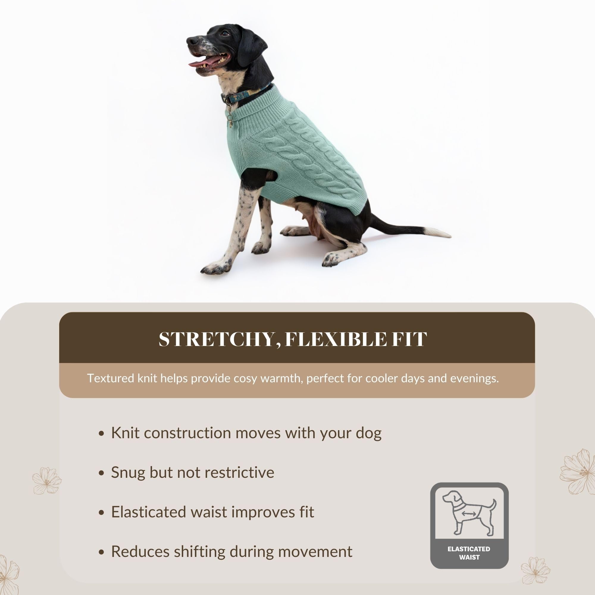 Banbury & Co Pull pour Chien | Pull Chaud et léger en Tricot torsadé | Col roulé Lavable en Machine Vêtements d'hiver pour Animaux domestiques avec Taille élastique (Taille S : Cou : 16-21 cm |