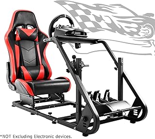 Anman Racing Wheel Stand With Red Racing Seat fits PC/PS4/XBOX ONE Adjustable Racing Simulator Cockpit for Logitech G25 G27 G29 G920 Fanatec Thrustmaster T500RS T300RS, Wheel Shifter Pedals NOT Included