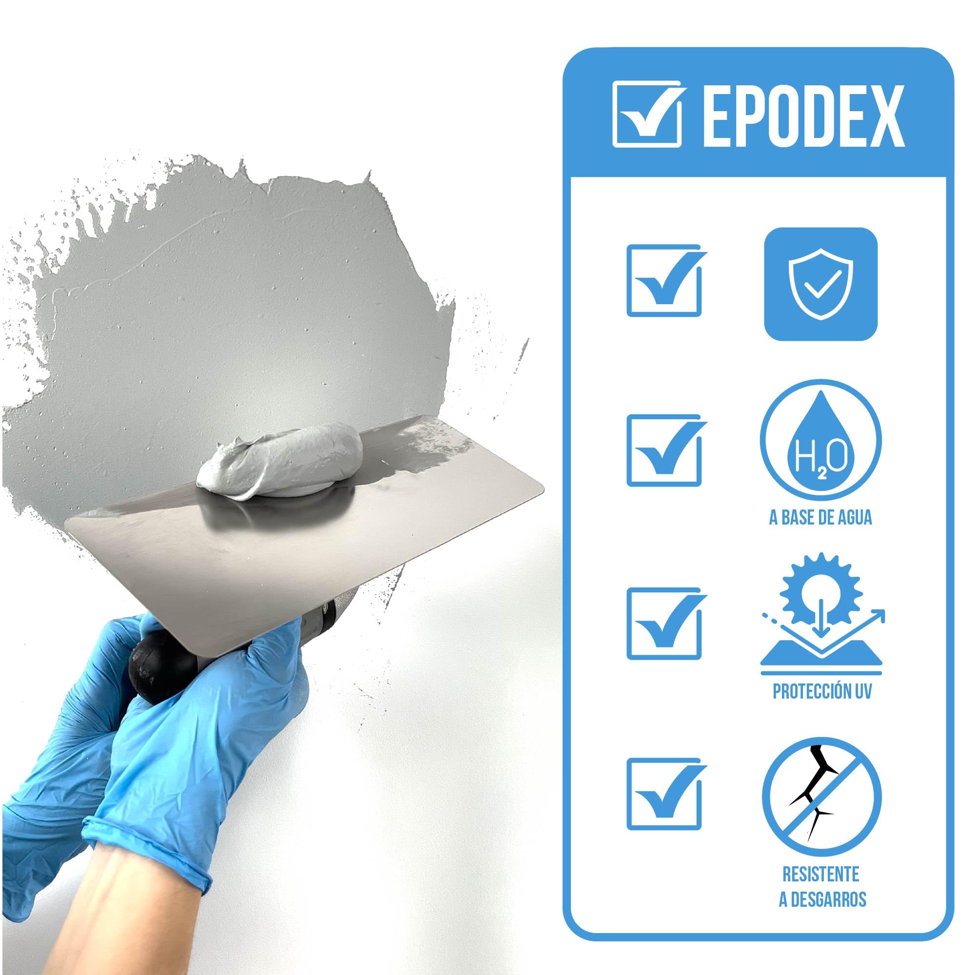EPODEX CONCRETE EFFECT Estuco efecto cemento - Iron Grey | Revoco estructurado para paredes, azulejos & más - Interior & Exterior - 5 kg (5 m² - capa de 1 mm)