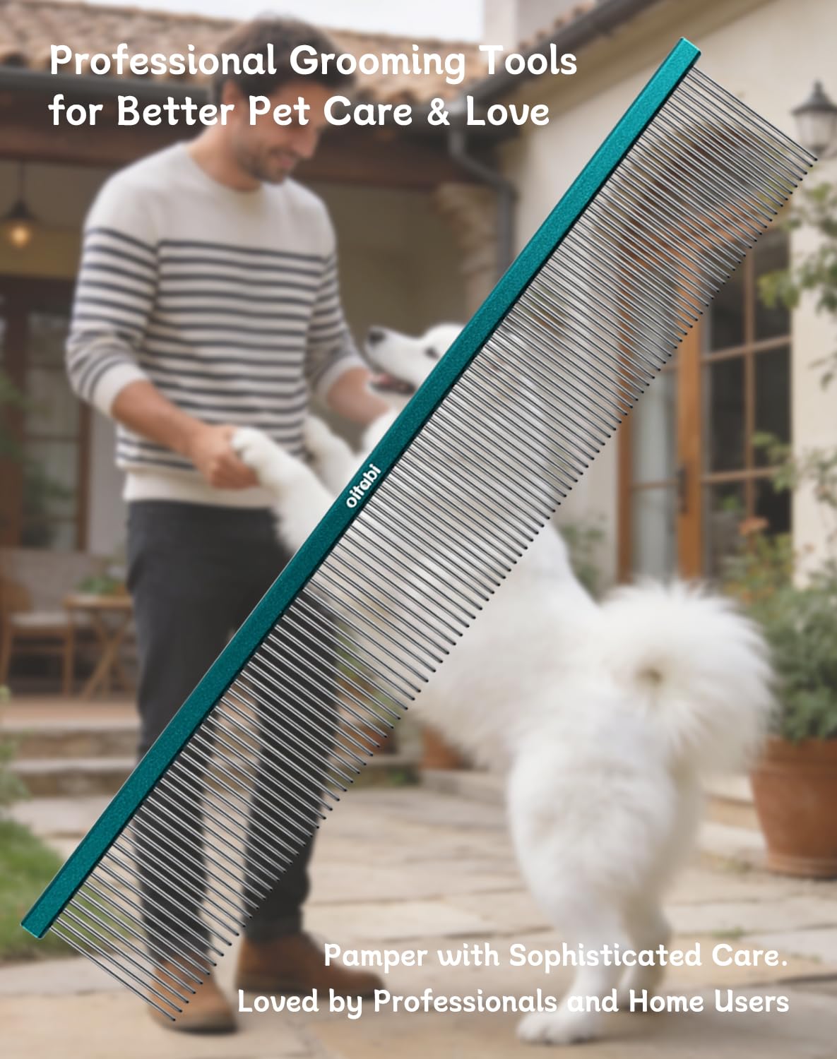 Professional Pet Grooming Comb with Dual-Density Tooth for Removes Matted Fur & Loose Hair, Prevents Knots & Mats, Undercoat Care & Smoothing Coat for Dogs & Cats (Mixed 2 pieces)