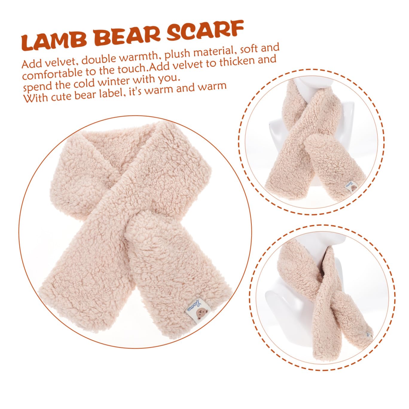 SOIMISS 4 Piezas bufanda calentador de cuello chal de cuello Felpa Beige
