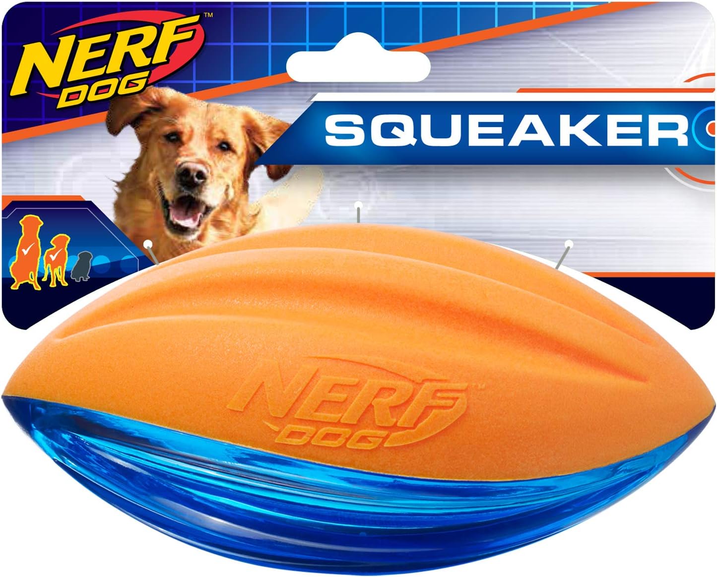 Pet Supplies : Nerf Dog Bash Ball Dog Toy with Interactive Squeaker, Lightweight, Durable and Water Resistant, 4 Inches, for Medium/Large Breeds, Single Unit, Blue : 