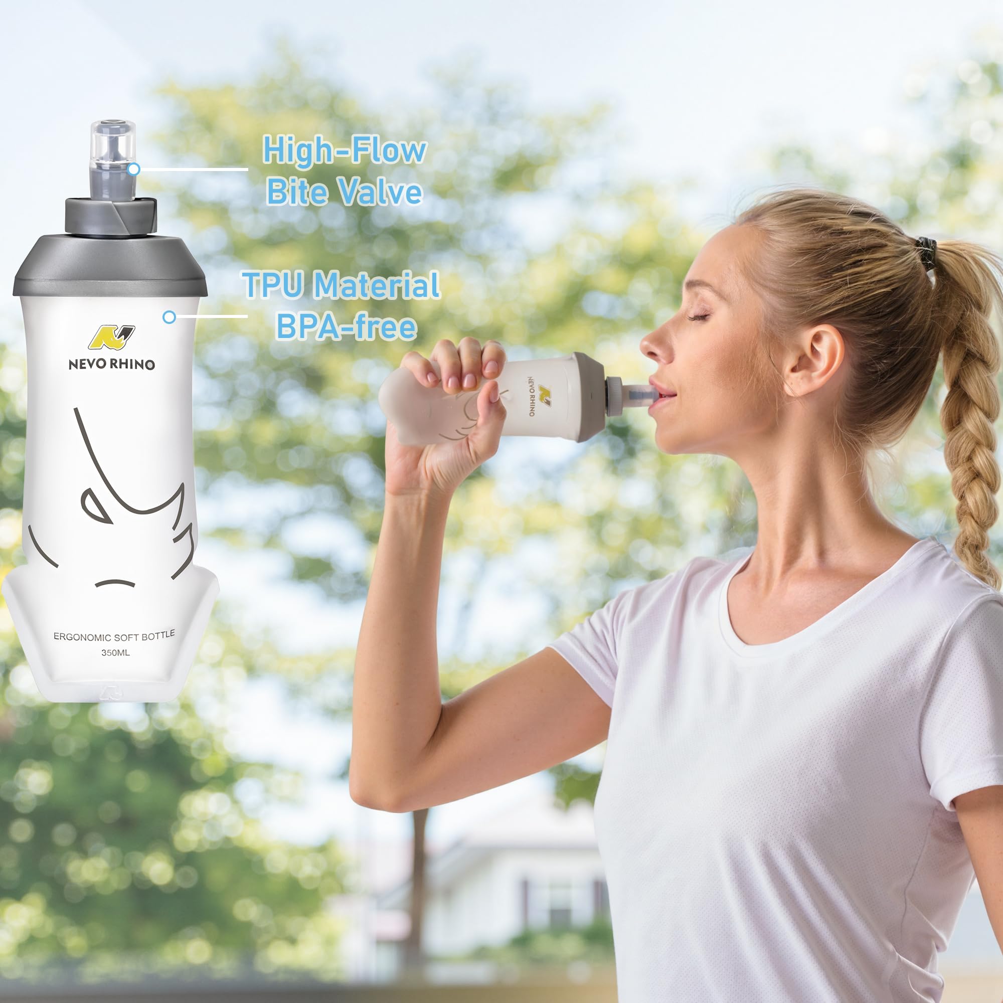 Gilet de course avec flasque souple en TPU de 350 ml, petit gilet d'eau de course à pied – Sangles de poitrine réglables, gilet d'hydratation léger pour trail, marathon, randonnée, cyclisme pour homme