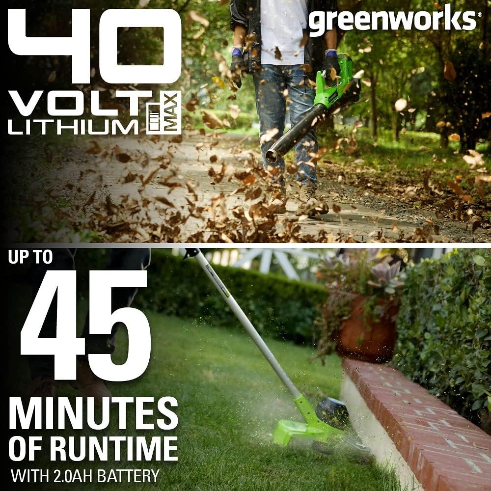 Greenworks 40V Cordless String Trimmer and Leaf Blower Combo Kit, 2.0Ah Battery and Charger Included & Greenworks 0.065" Dual Line Replacement String Trimmer Line Spool, 3 count (Pack of 1)