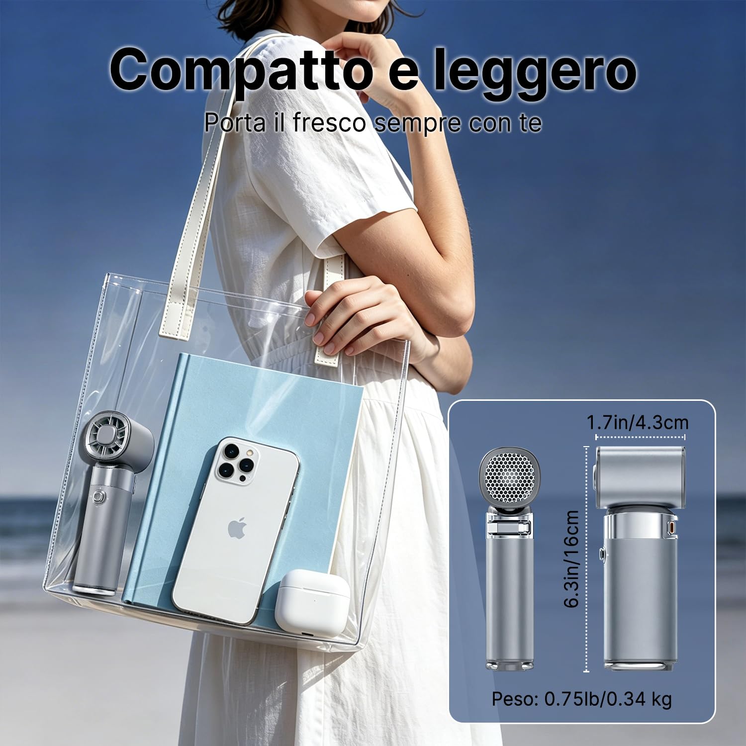 yAyusi Ventilatore Portatile Ricaricabile,Potente Ventilatore Multifunzione da 10000mAh con Funzione di Raffreddamento a Ghiaccio,Ventilatore Turbo 100Livelli di Velocità Regolabili per Viaggi