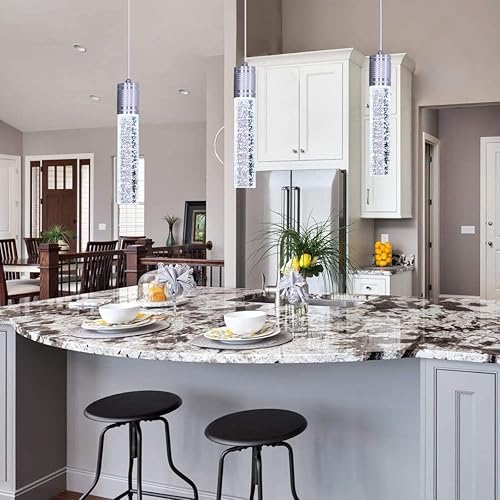 Miniatura 7 de Lámpara colgante moderna para isla de cocina, lámpara colgante Crytstal para isla de cocina, mini lámpara de araña cromada con bombilla de luz