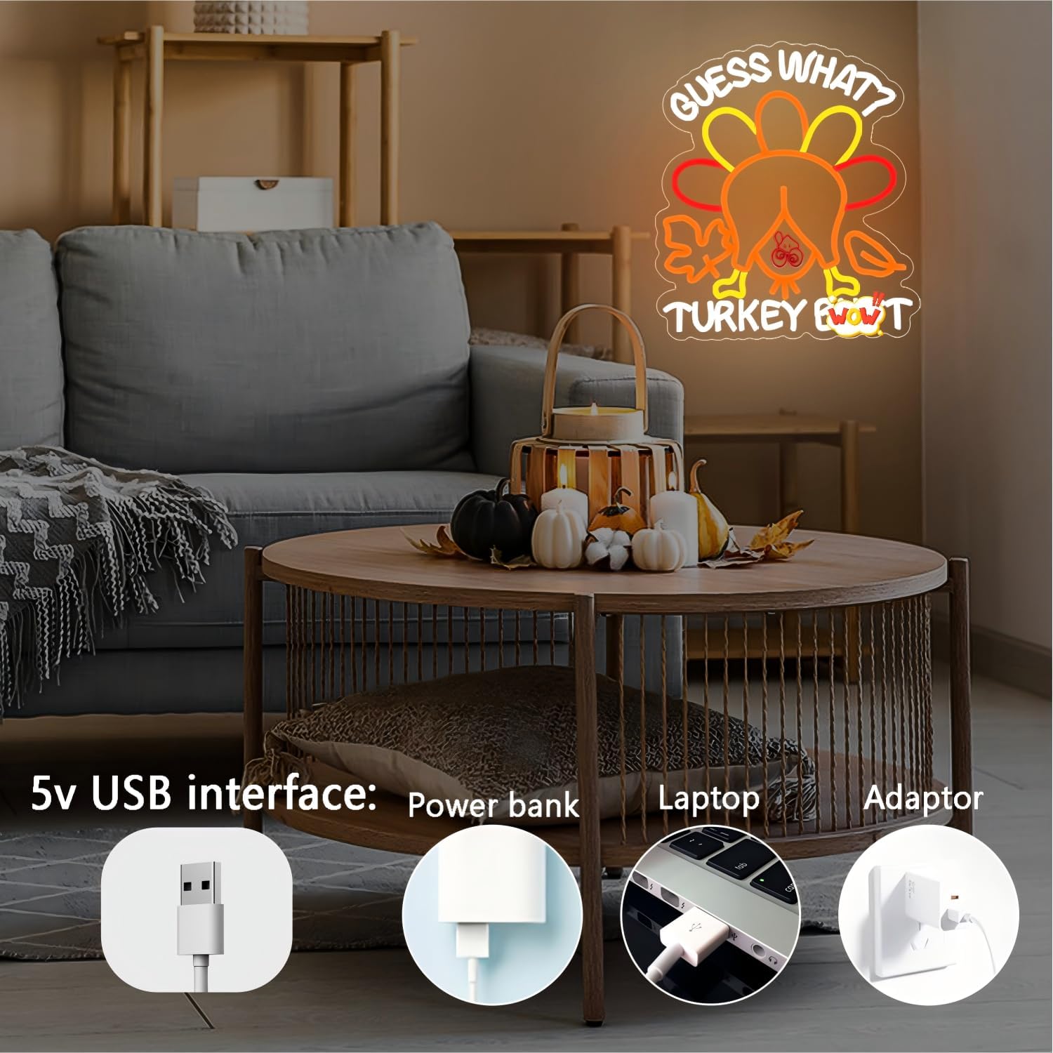 Turkey Neon Sign Happy Thanksgiving Neon Sign Dimmable Turkey Led Light Neon Thanksgiving Sign for Wall Decor Neon Turkey Light Up Sign for Bedroom Game Room Thanksgiving Decor