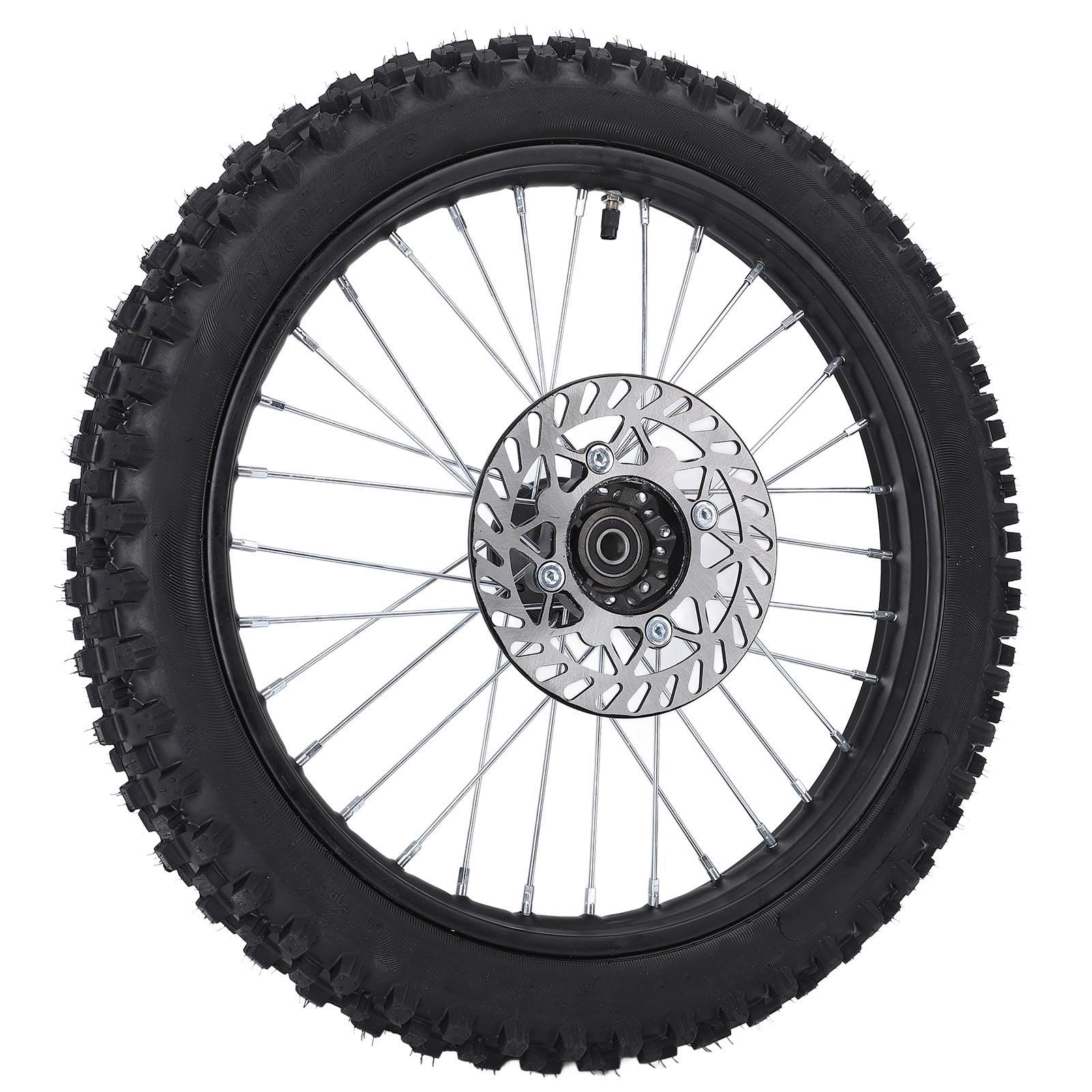 Focket 17-calowy zespół Opon Przedniego Koła, Zestaw Opon na Obręcz ze Stali Nierdzewnej 70 100 17 Rozmiar z osią 12 Mm Tarcza Hamulcowa 190 Mm do Modeli Rowerów Terenowych