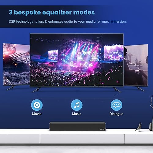 Miniatura 4 de BESTISAN , Barras de sonido HDMI de 100 W para TV con sistema de subwoofer integrado de cine en casa (32 pulgadas, puerto de salida sub, Bluetooth